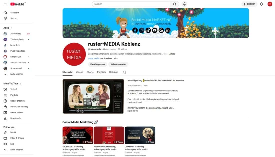 Screenshot YouTube-Marketing: Der YouTube-Kanal