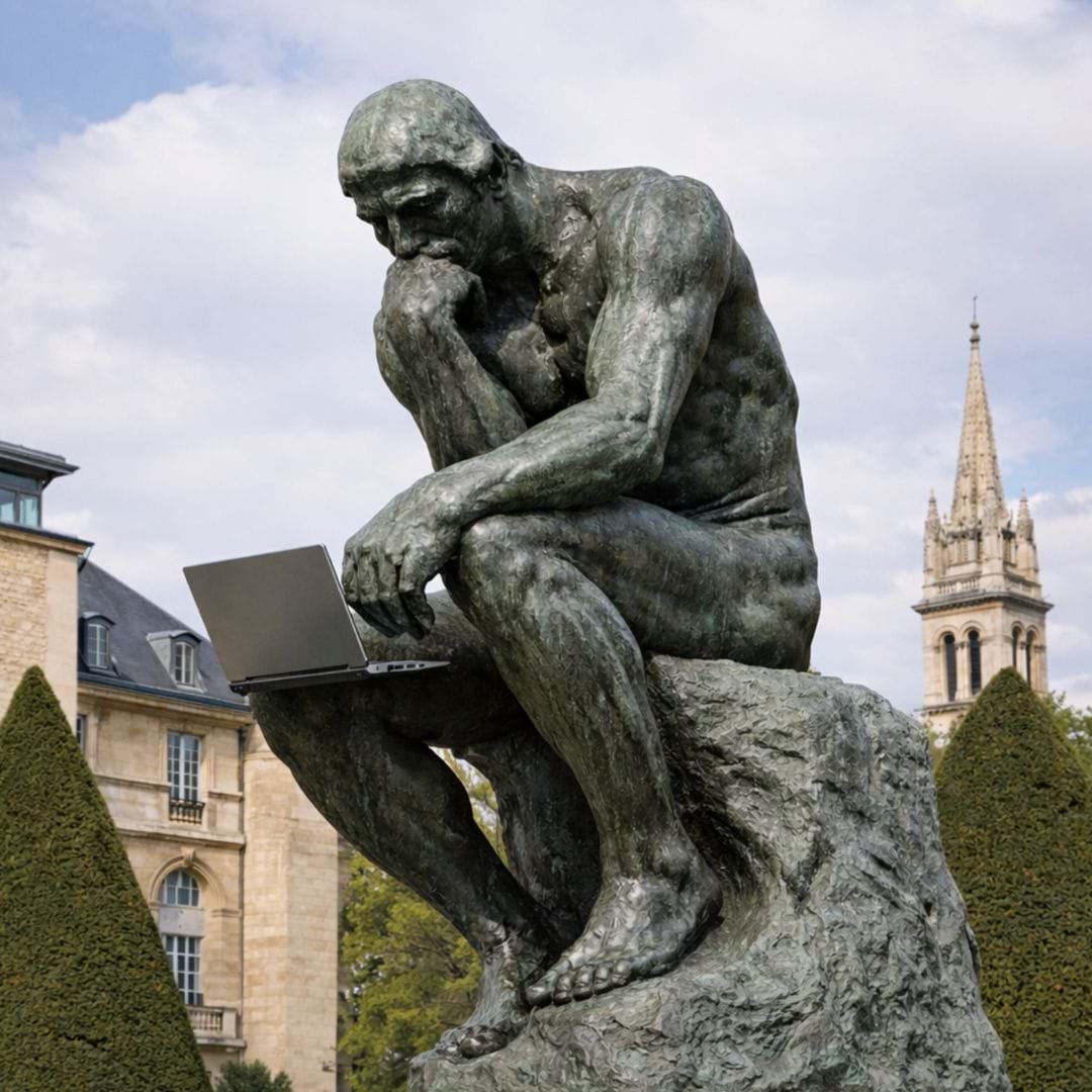 Foto "Der Denker mit Laptop"