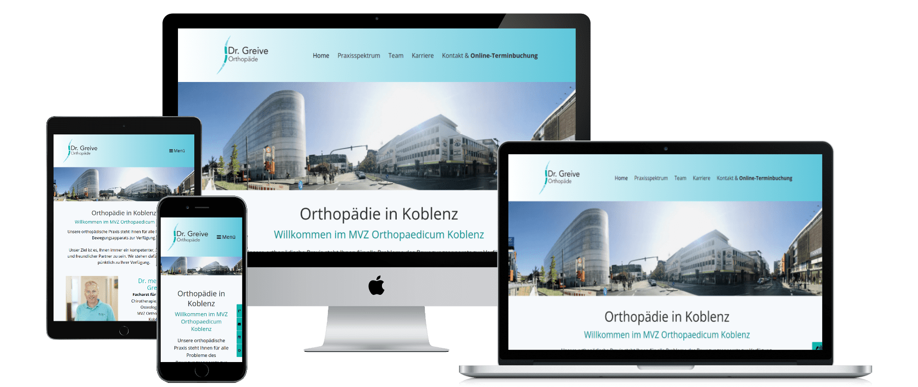So sieht www.dr-greive.de auf PC, Laptop, Tablet und Smartphone aus