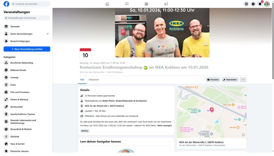 Screenshot Facebook-Marketing: Mit Facebook-Veranstaltungen mehr Aufmerksamkeit für Events generieren