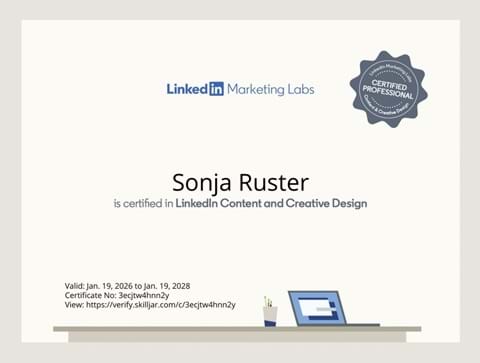 Grafik "Certified Professional: LinkedIn Content and Creative Design"