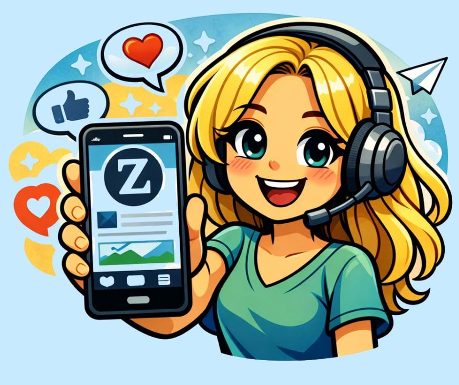 Comic-Grafik: Sonja mit Smartphone in der Hand