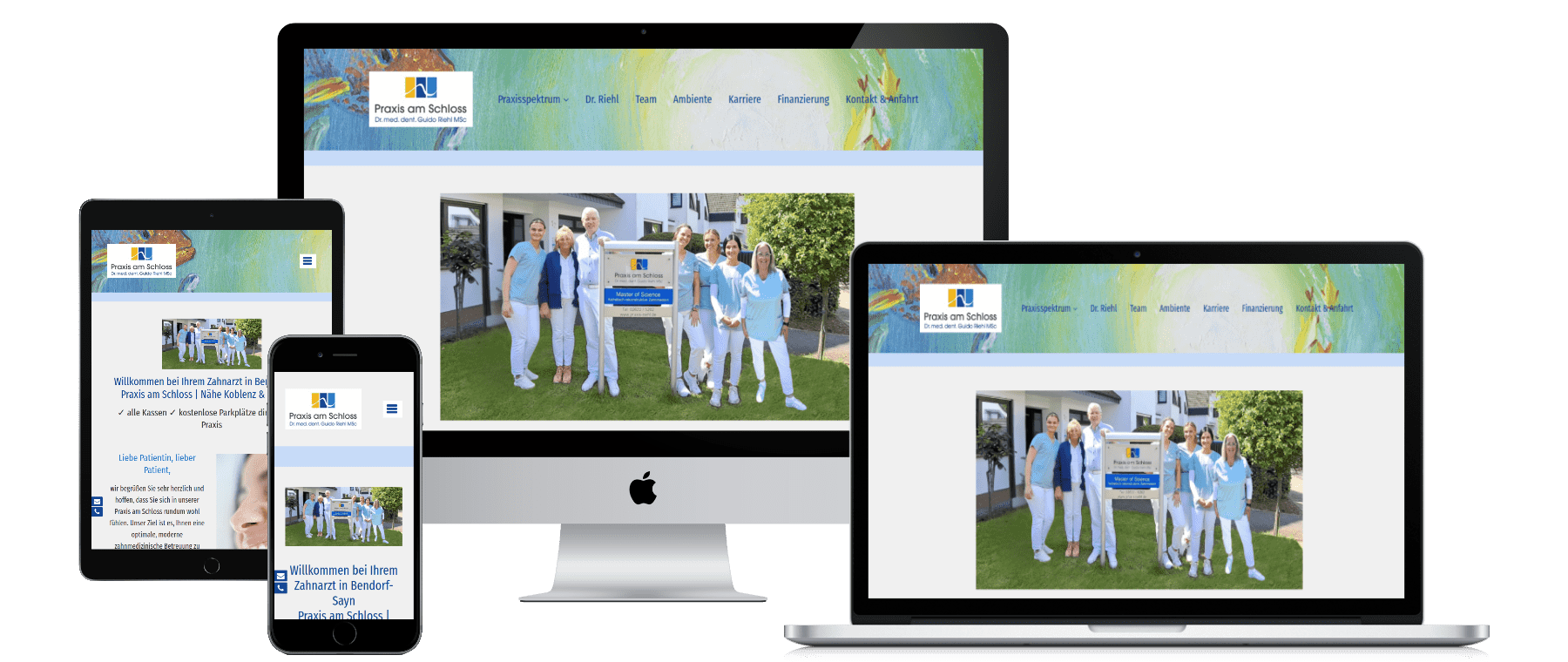 Sie sieht die Website www.praxis-riehl.de auf PC, Laptop, Tablet und Smartphone aus