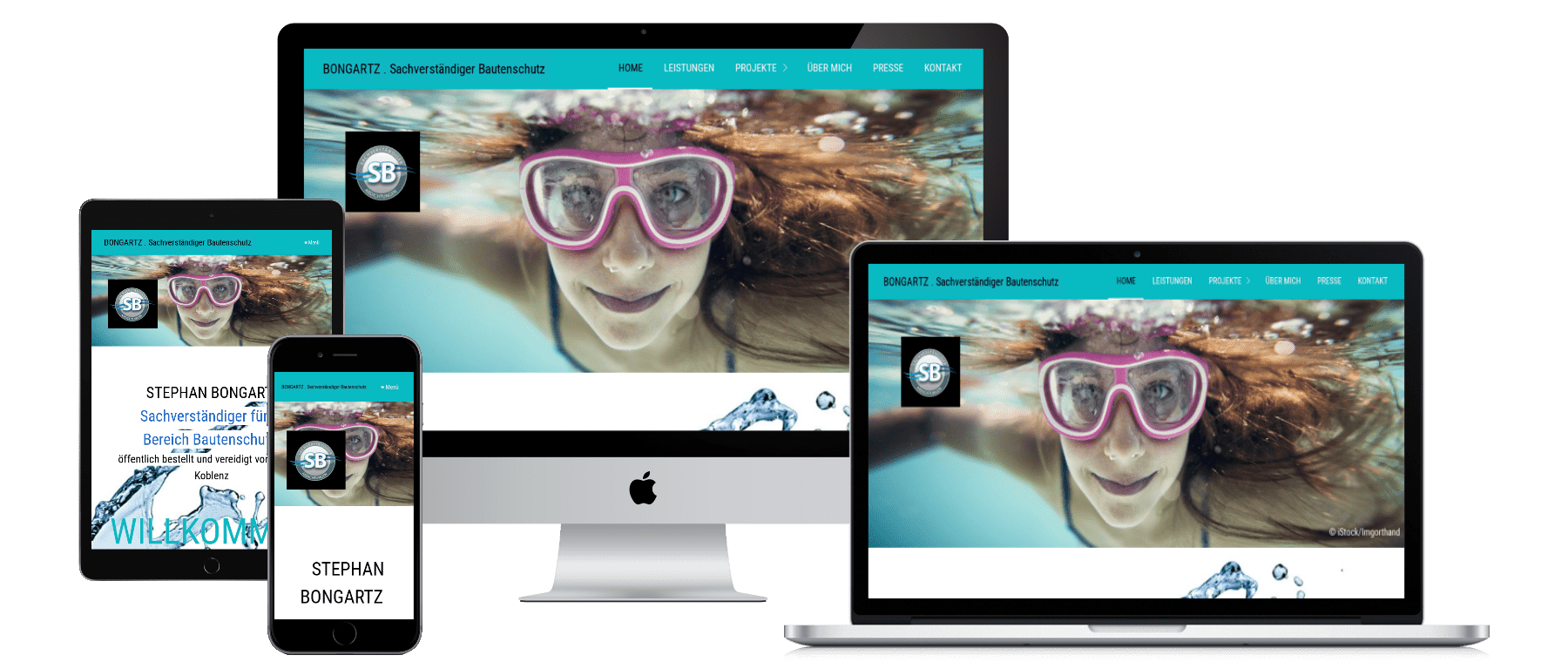 Sie sieht die Website www.sachverstaendiger-abdichten.de auf PC, Laptop, Tablet und Smartphone aus