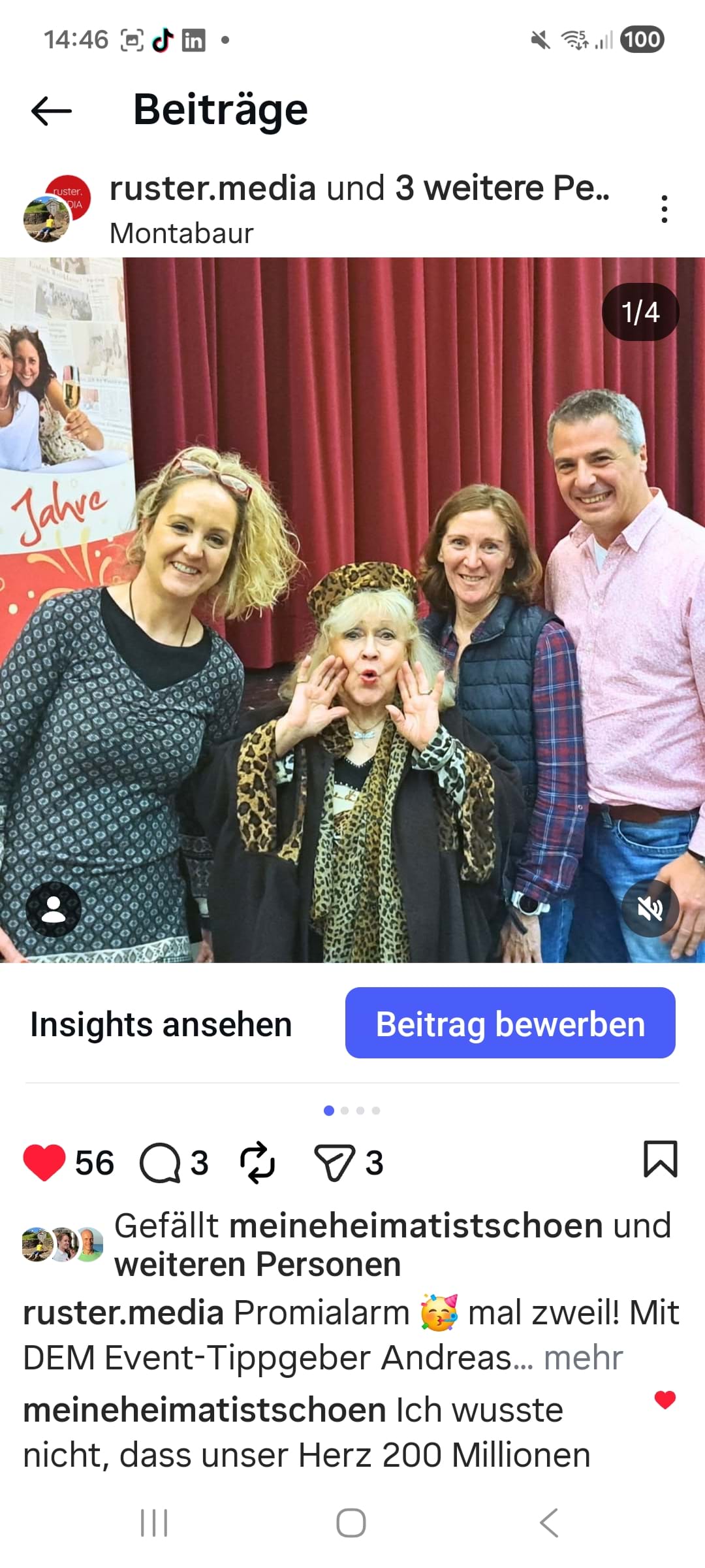 Screenshot Instagram-Marketing: Eva Jacobs von den Jacob-Sisters mit Gabi Pauly und Andreas Hillesheim