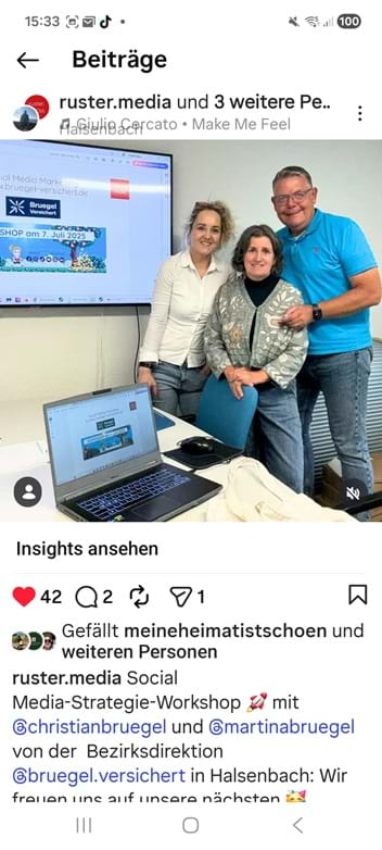 Screenshot Instagram-Marketing: Canva-Workshop für Christian und Martina Brügel von BrügelVersichert