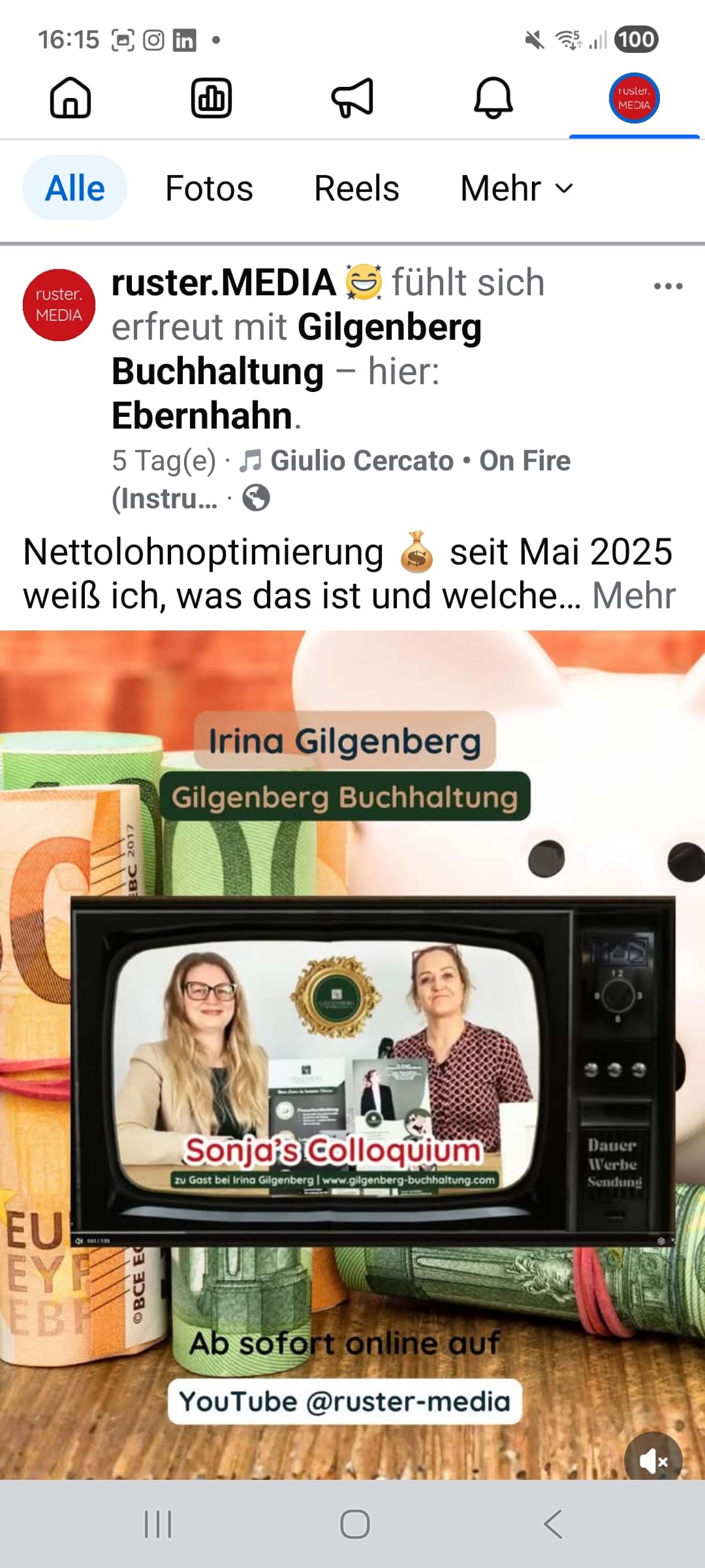 Screenshot ​Facebook-Marketing: Irina Gilgenberg zu Gast in Sonja's Colloqium