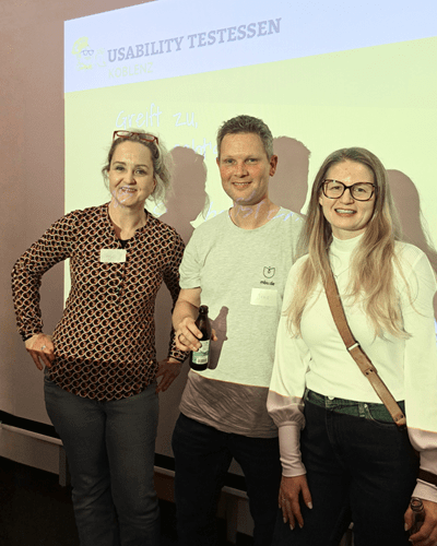 Cross Mentoring für Frauen 2025 der IHK Koblenz: Mit Mentee Irina Gilgenberg beim Usability-Testessen im TZK